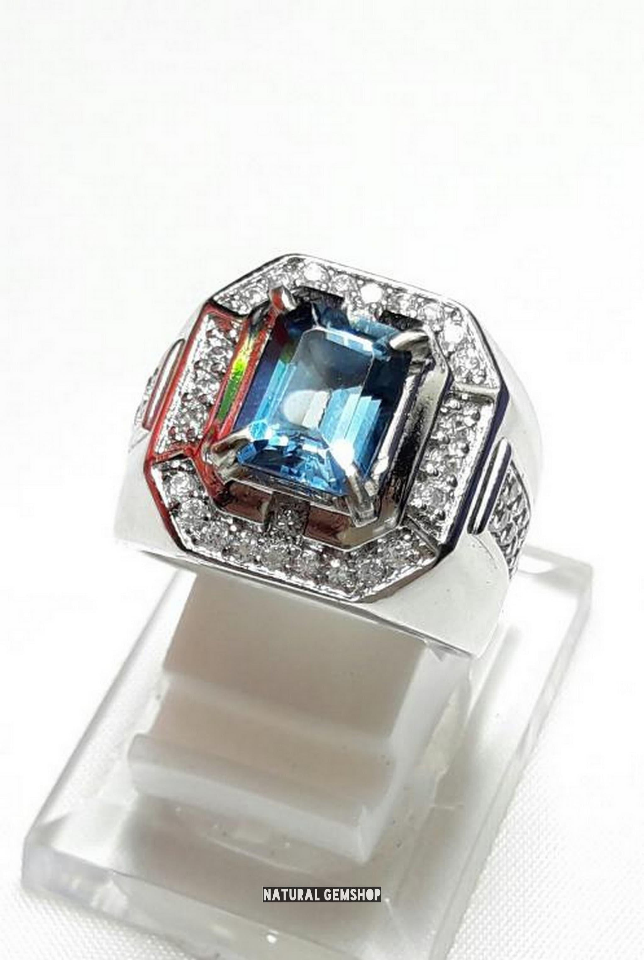 MURAH CINCIN NATURAL TOPAZ BLUE LONDON HQ RING SUPER MEWAH