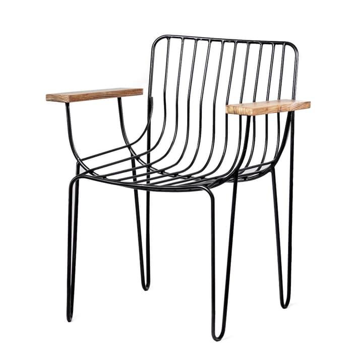 Deherete furnitur kursi industrial besi kayu jati modern cafe hotel
