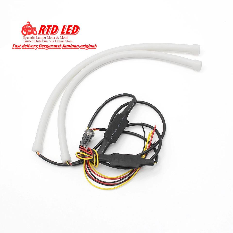 Drl led Lampu alis Flexibel 60 cm isi 2 Pcs Sepasang Warna Biru Kuning Running Sein original Premium Quality