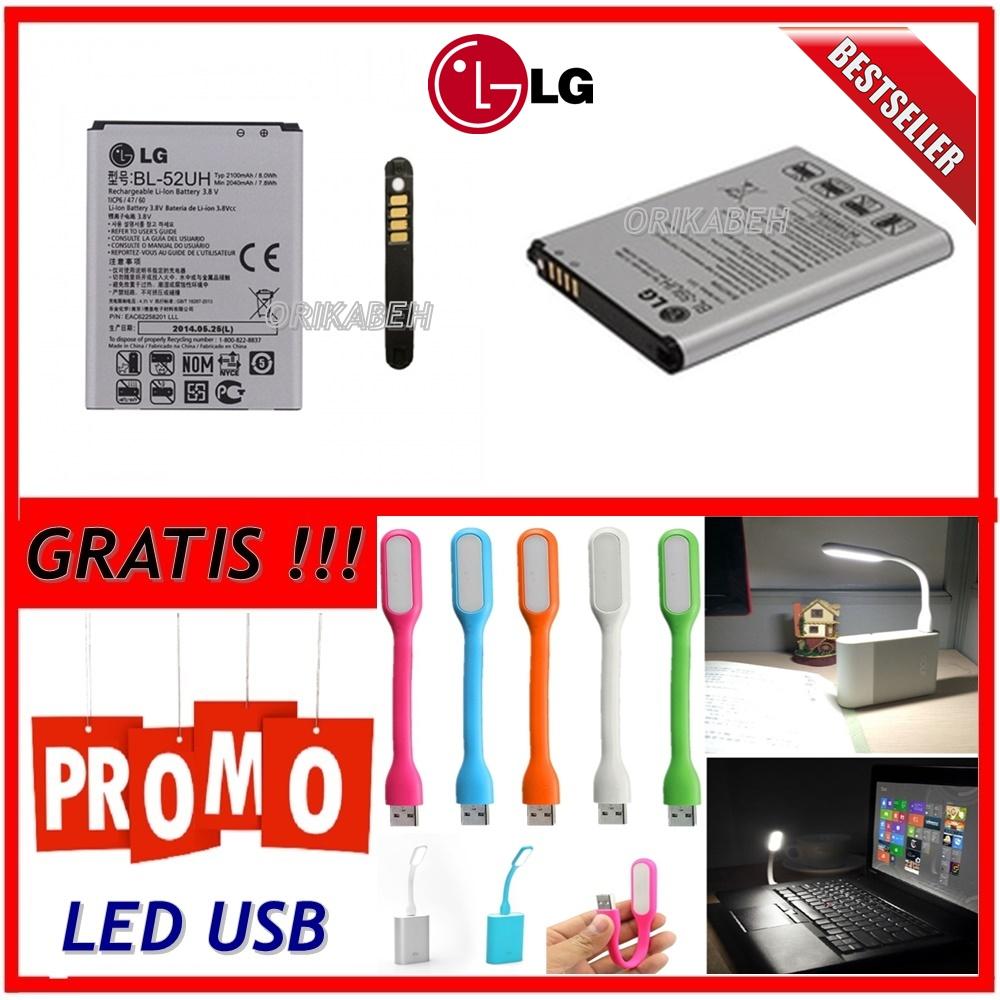LG Baterai / Battery BL-52UH For LG L70 / L65 / D280 / F60 / D285 / L65 DUAL Original - Kapasitas 2100mAh + Gratis Lampu Led Usb ( orikabeh )