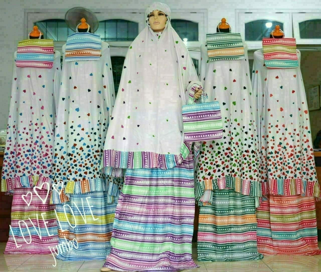 Mukena Bali Dewasa Bahan Rayon Premium Model LOVE LOVE Jumbo - Azr Collection