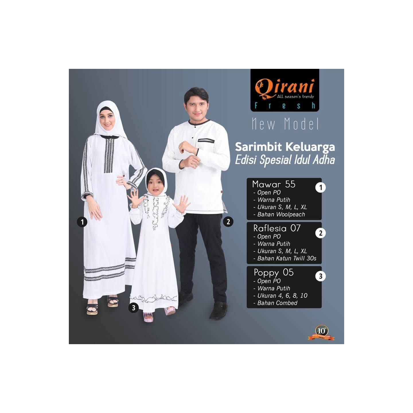 Sarimbit Putih - Qirani Fresh - Baju Muslim Keluarga - Seragam Muslim