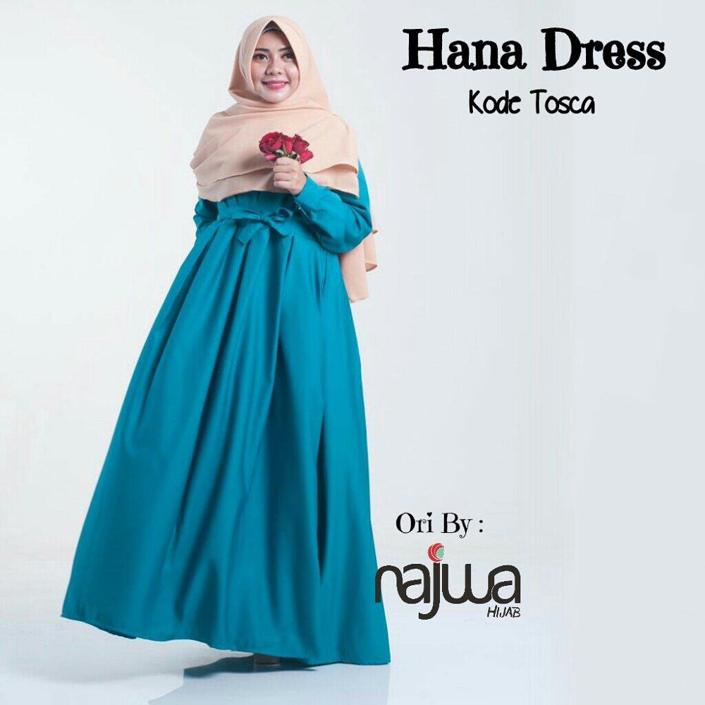 Hanna Long Dress Gamis Maxi Tangan Panjang Wanita Dewasa - Gamis polos baloteli / Lengan Plipit Bunga Busana Muslim Wanita Gamis Murah Baju Lebaran Baju Pesta