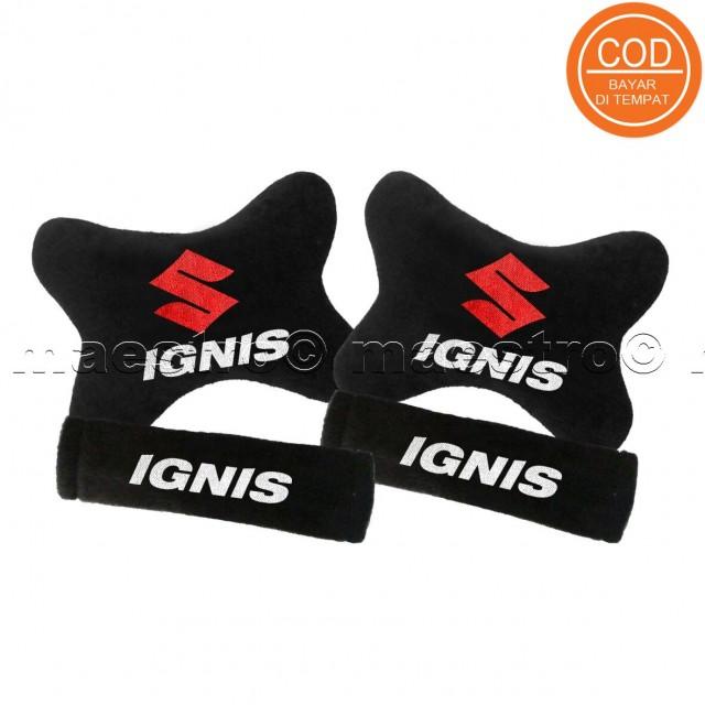 Aksesoris bantal leher jok mobil lucu unik Set 2in1 Suzuki Ignis