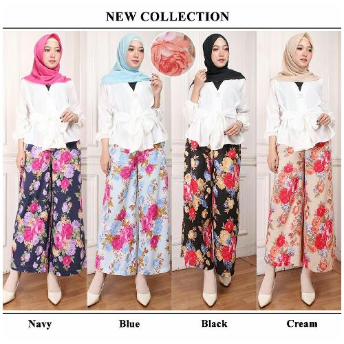 Celana Kulot Motif Kembang Kekinian Alessa