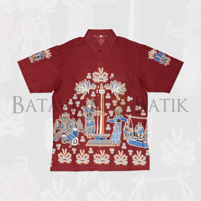 Popularitas Terlaris Kemeja Batik Betawi Lengan Pendek | Maroon
