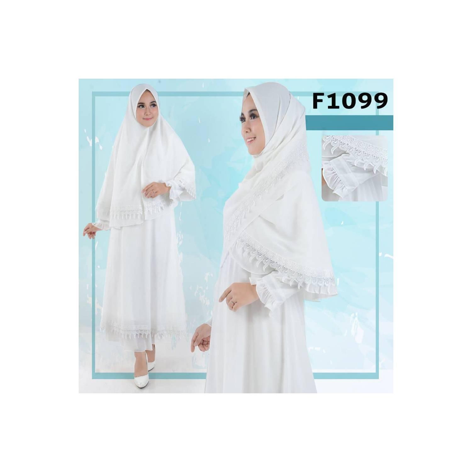 Gamis jubah abaya syari putih bahan sifon Limited