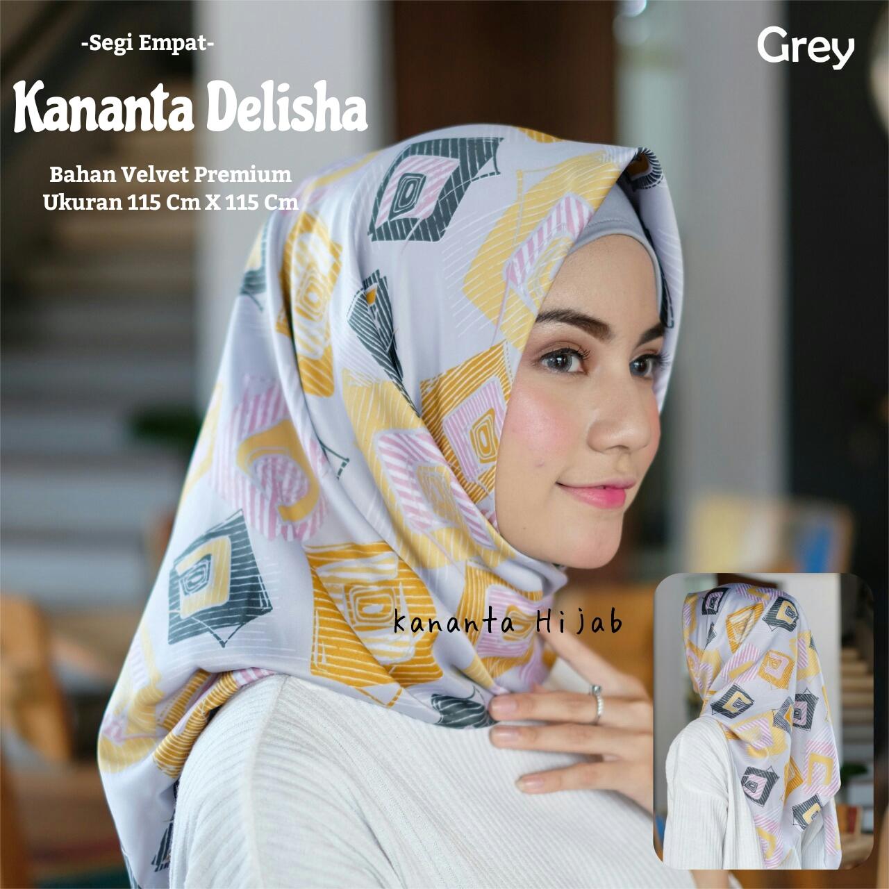 Hijab Segi Empat Motif Abstrak Bahan Velvet Premium KANANTA DELISHA