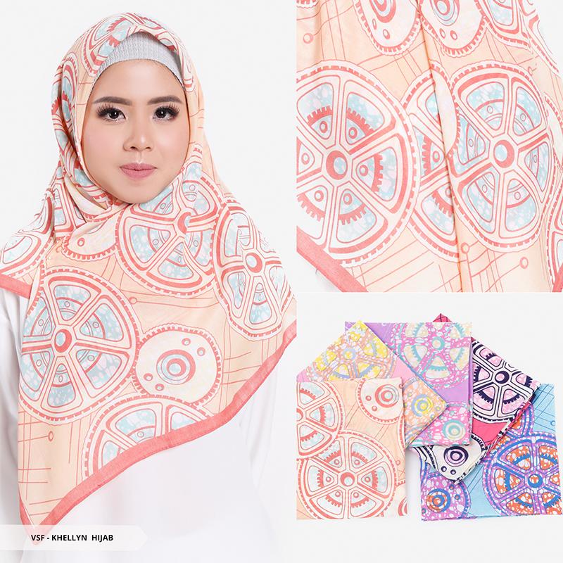 Khellyn Abstract Square Hijab - Purple
