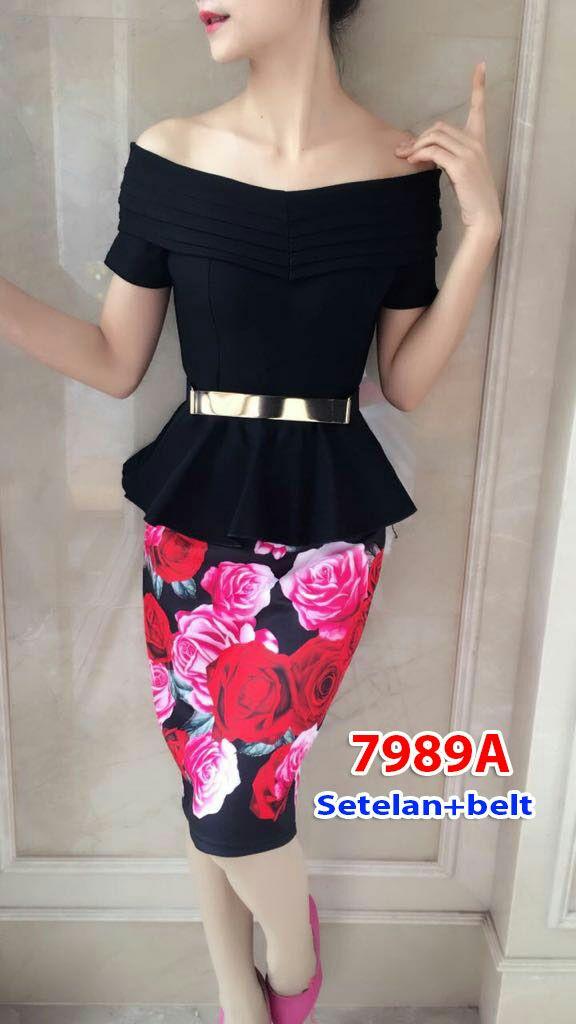 7989a#baju pesta import / setelan wanita / setelan pesta / stelan fashion import / atasbawah rok scuba sabrina