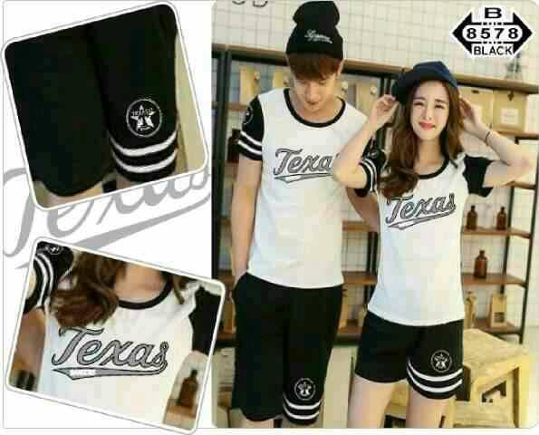 Jakarta Couple - STELAN TEXAS COMBED COMBI BABYTERRY ( BAJU+CELANA ) I BAJU PASANGAN I T-SHIRT COUPLE I