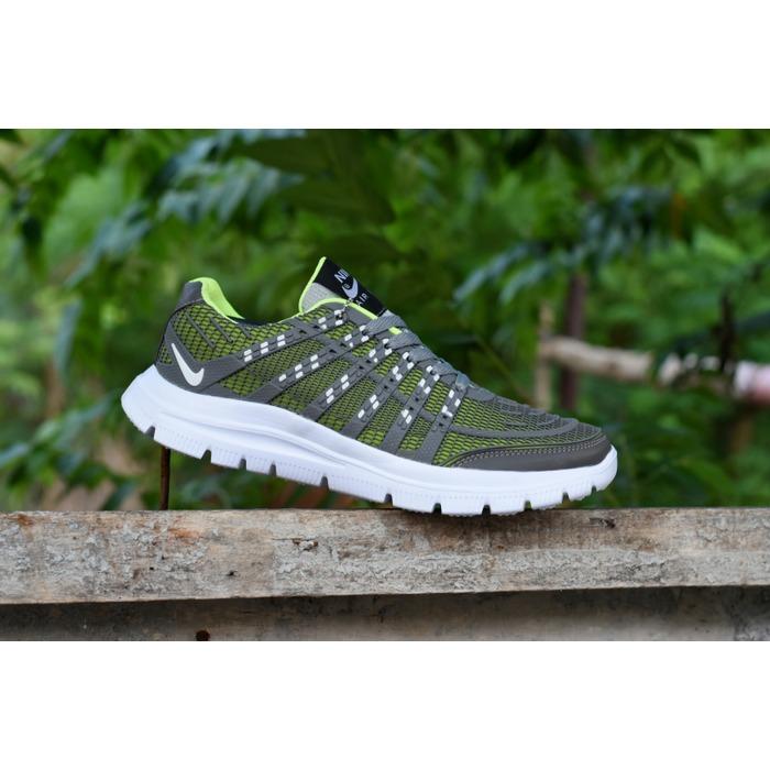 Sepatu Sport Nike Airmax Flyknit 3D Skin Abu Hijau Stabilo Running