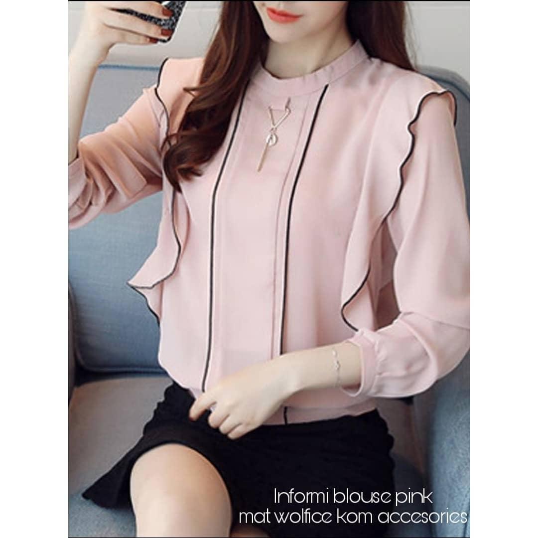 Baju Original Informi Blouse Atasan Wanita Muslim Fashion Terbaru Pakaian Cewek Lengan Panjang Top Modern Simple Casual 2018