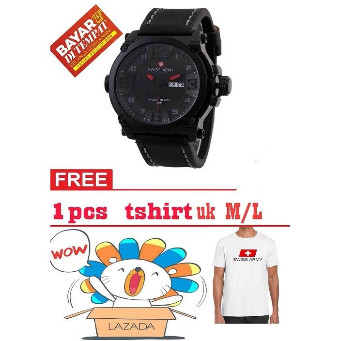 JAM TANGAN PRIA SWISS ARMY ORIGINAL FREE T-SHIRT SWISS ARMY (LIMIT EDITION)