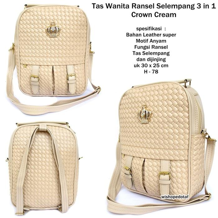 TAS RANSEL WANITA HERMES 3IN1 KULIT BISA DISELEMPANG, GENDONG DAN JINJING KUNING