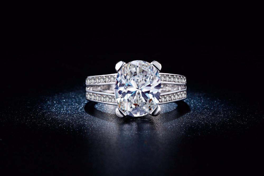NEW Promo Perhiasan Cincin Emas Putih Berlian Imitasi Premium Batu Oval Besar BR129 Murah