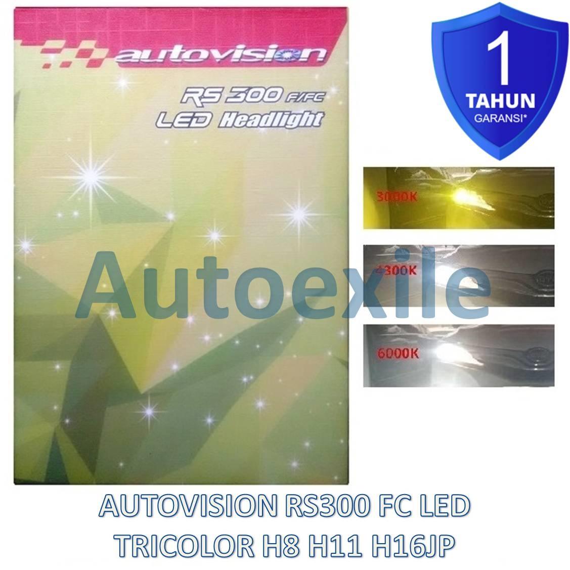 Autovision RS300 FC LED 3 Warna H8 H11 H16 JP 3000K Emas 4300K Kuning 6000K Putih Seoul RS-300 Lampu Mobil Tricolor Terang Awet Fokus Garansi
