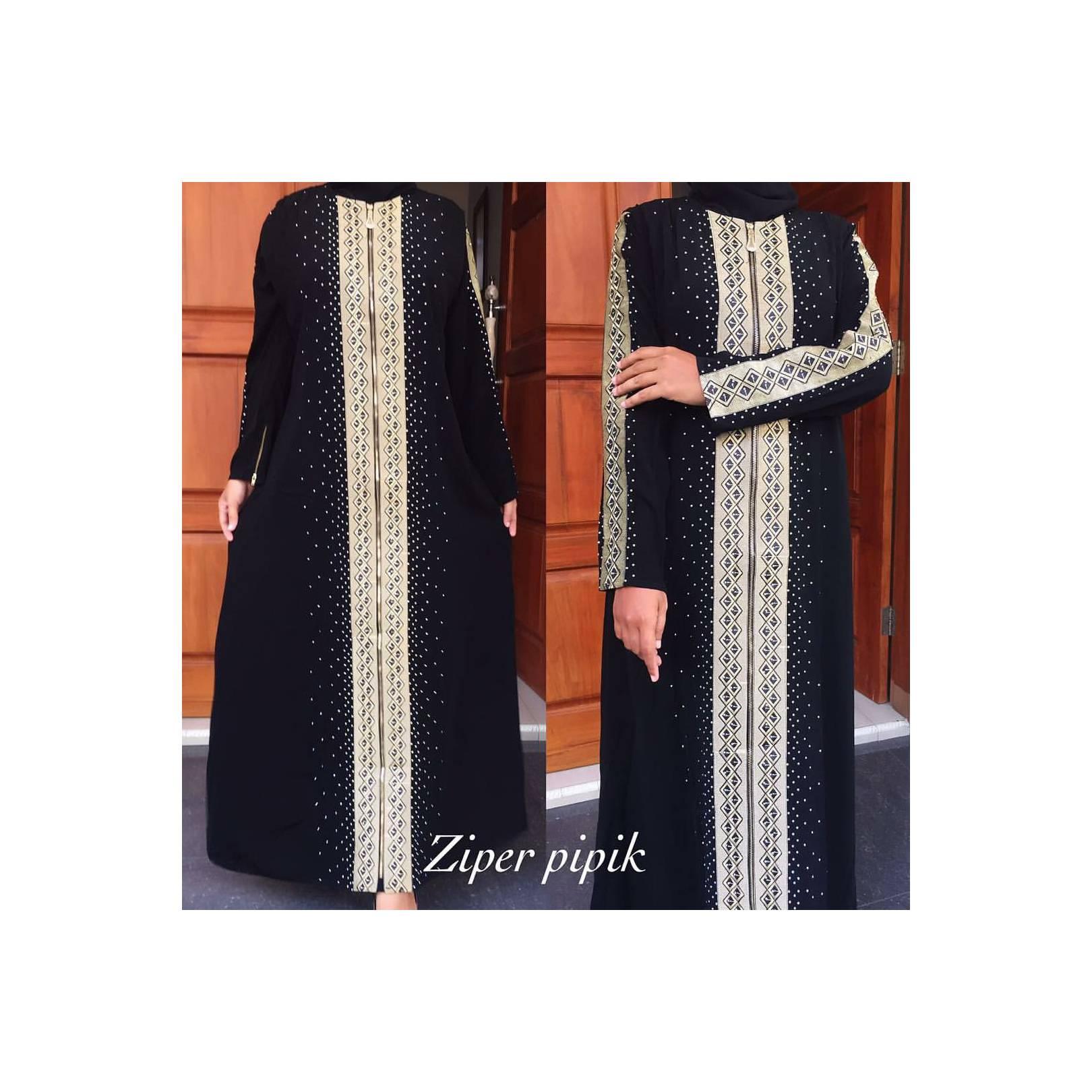 Abaya Syari Turki (Gamis Syari Bordir) Ziper Pipik