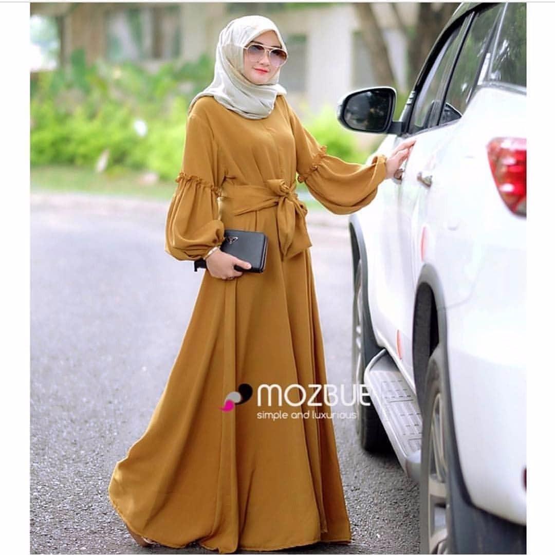 Baju Original Gamis Brenda Dress Baju Panjang Muslim Casual Wanita Pakaian Hijab Modern Modis Trendy Terbaru 2018 Mustard