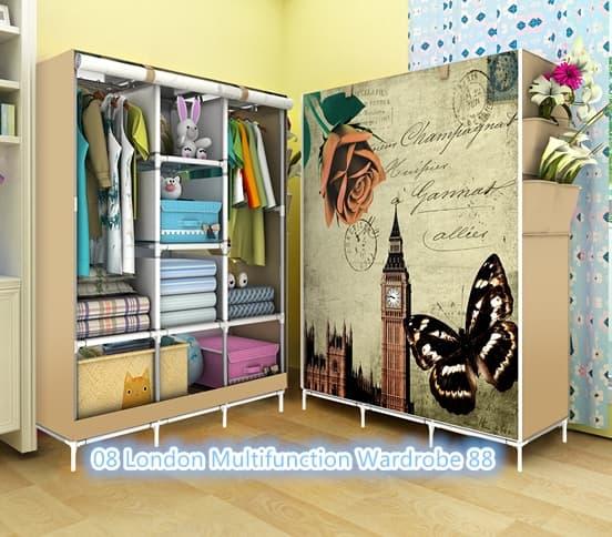 Lemari Pakaian BESAR LONDON BIG / Wardrobe Unik Anak Kos Rak Baju Kain @ lemari pakaian portable baju kayu piring plastik portable tv es sepatu