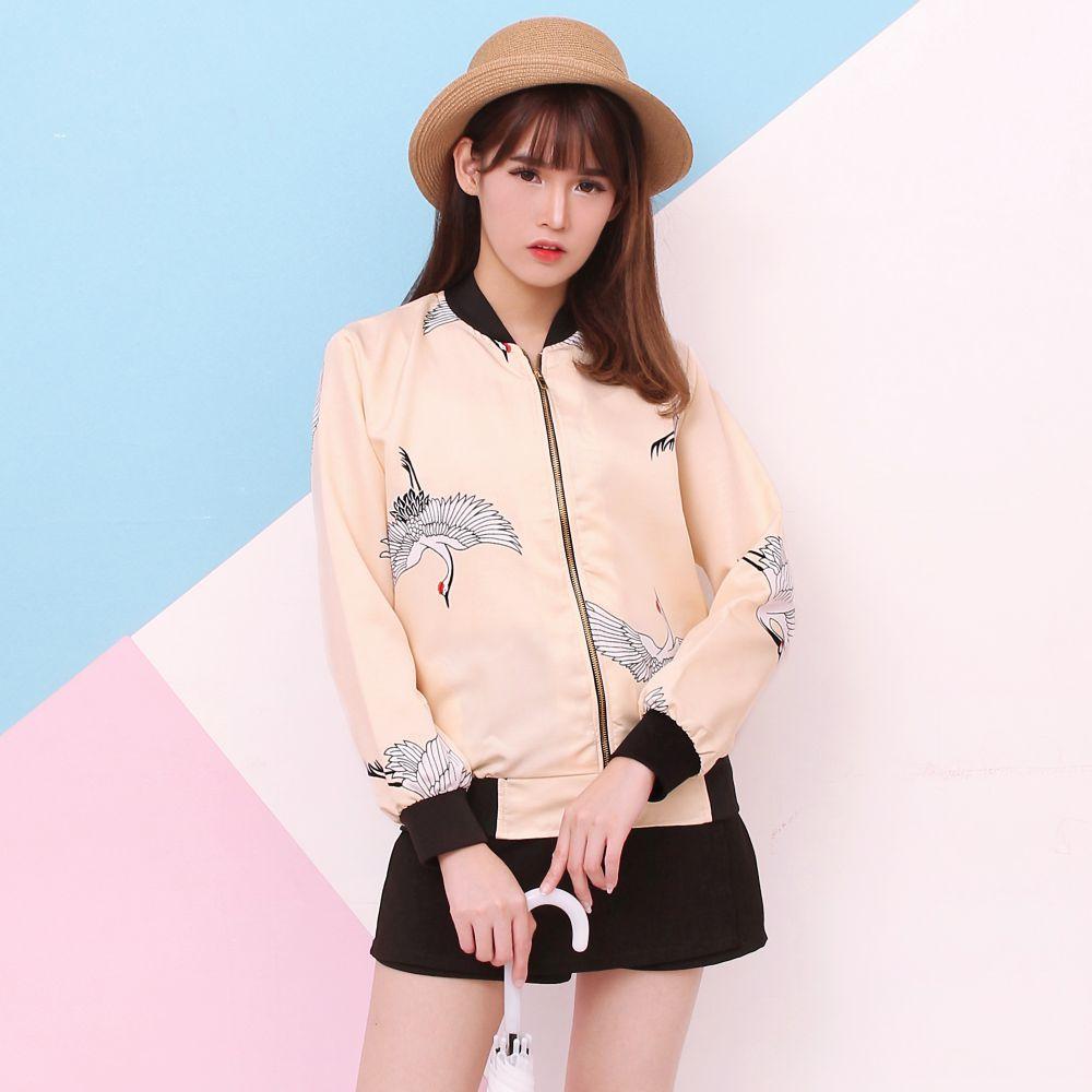 LEMONE Tumblr Tee Kaos Cewe Premium Jaket Bomber Wanita - krem
