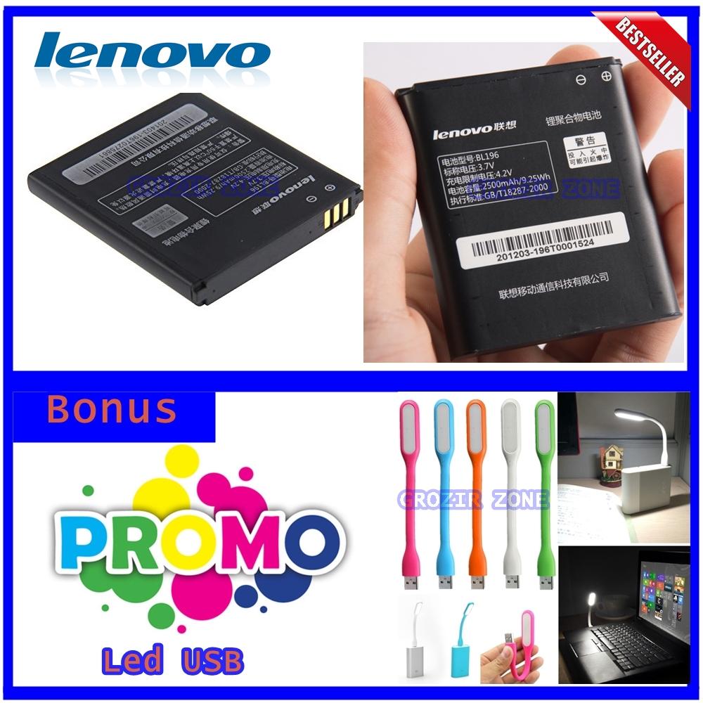 Lenovo Baterai / Battery BL196 For Lenovo P700 Original - Kapasitas 2500mAh + Gratis Lampu Led Usb ( Grozir Zone )