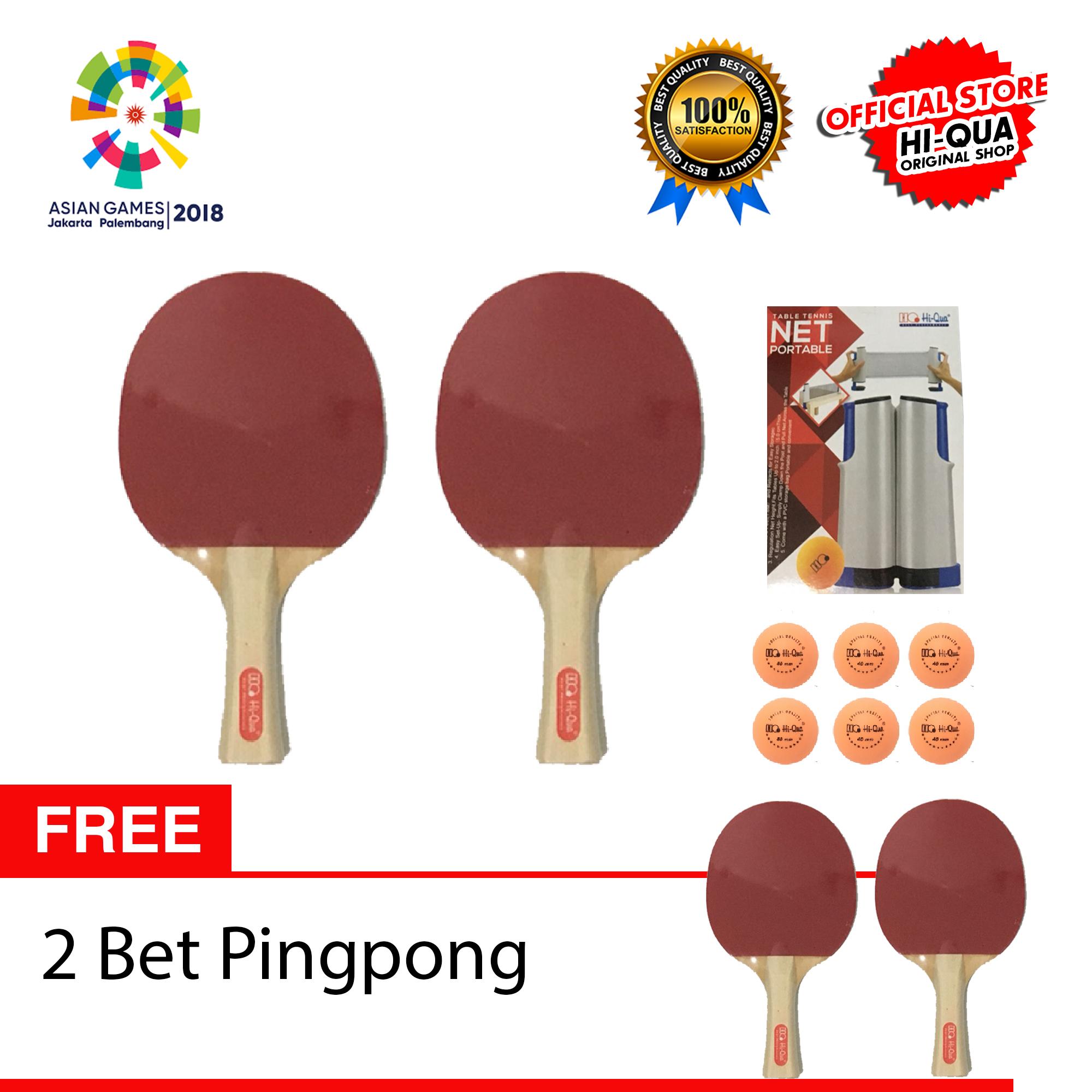 HQ 4 Bet / Bat Pingpong + Bola Tenis Meja + Net Tenis Meja Portable ! Bermain Tennis table Di Manapun Anda Berada Portabel