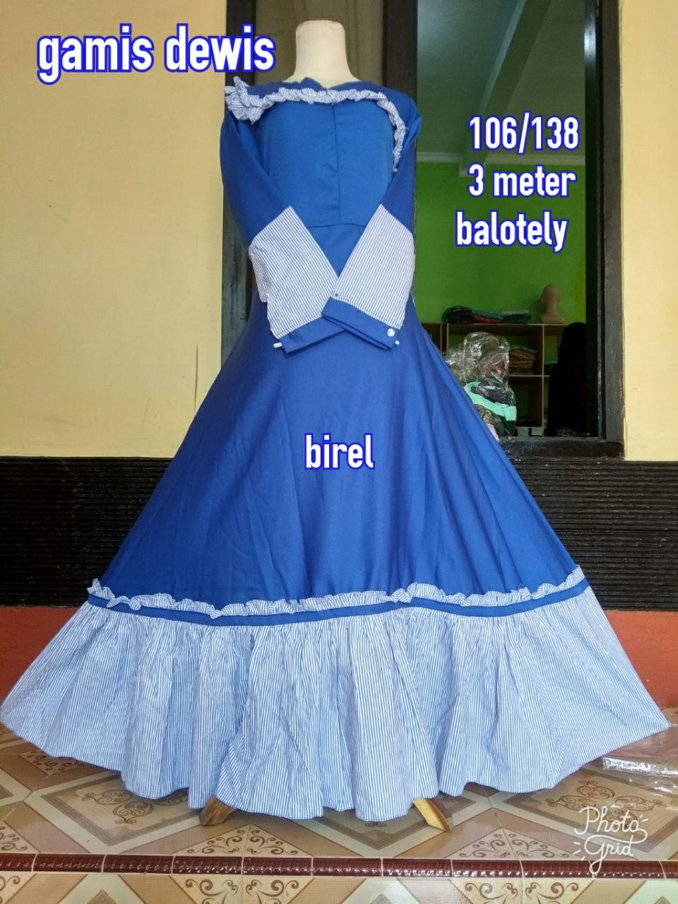 Gamis Syari Muslimah Ballotely Mix Katun Motif Garis
