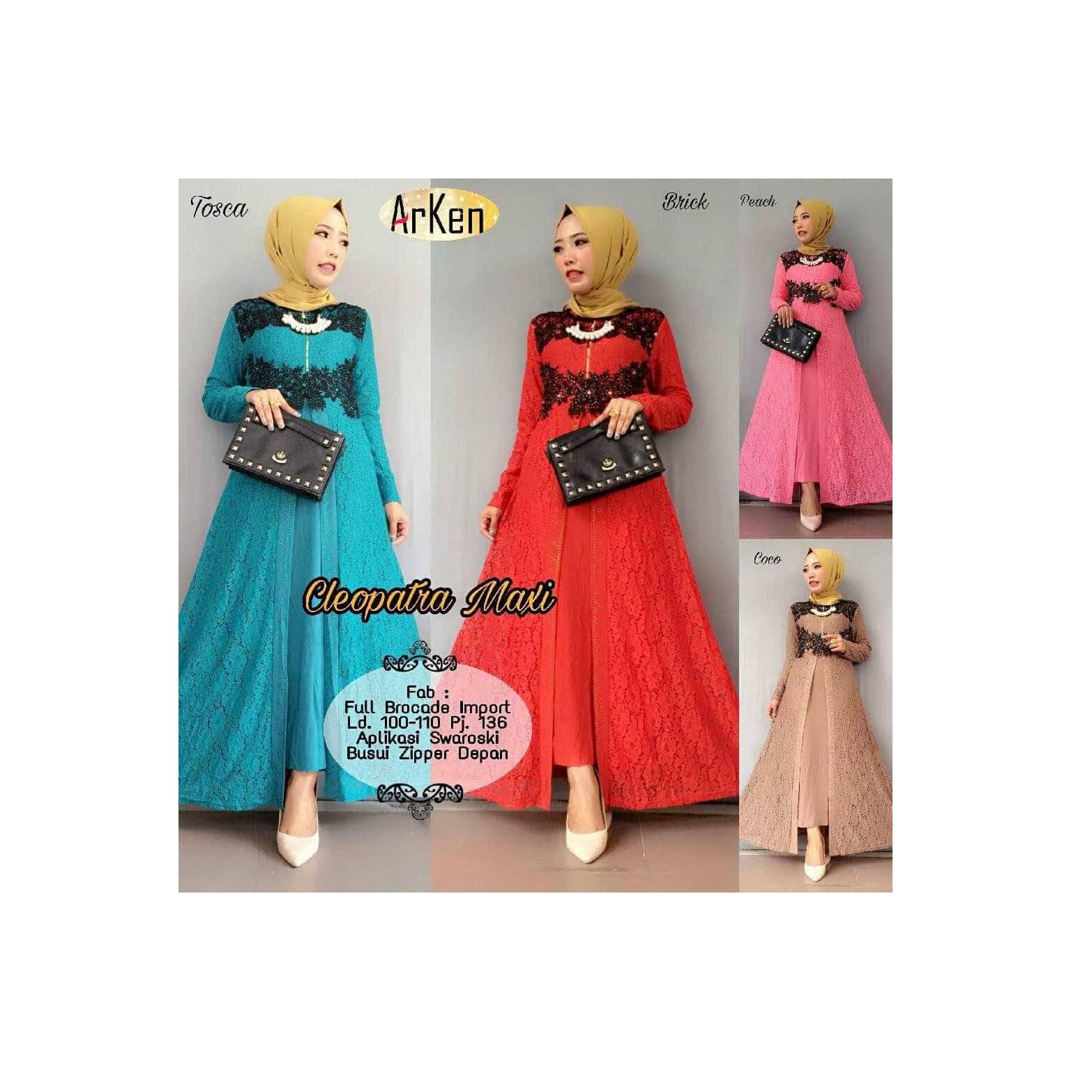 cleopatra maxy / gamis brukat mix jersey super / dress pesta