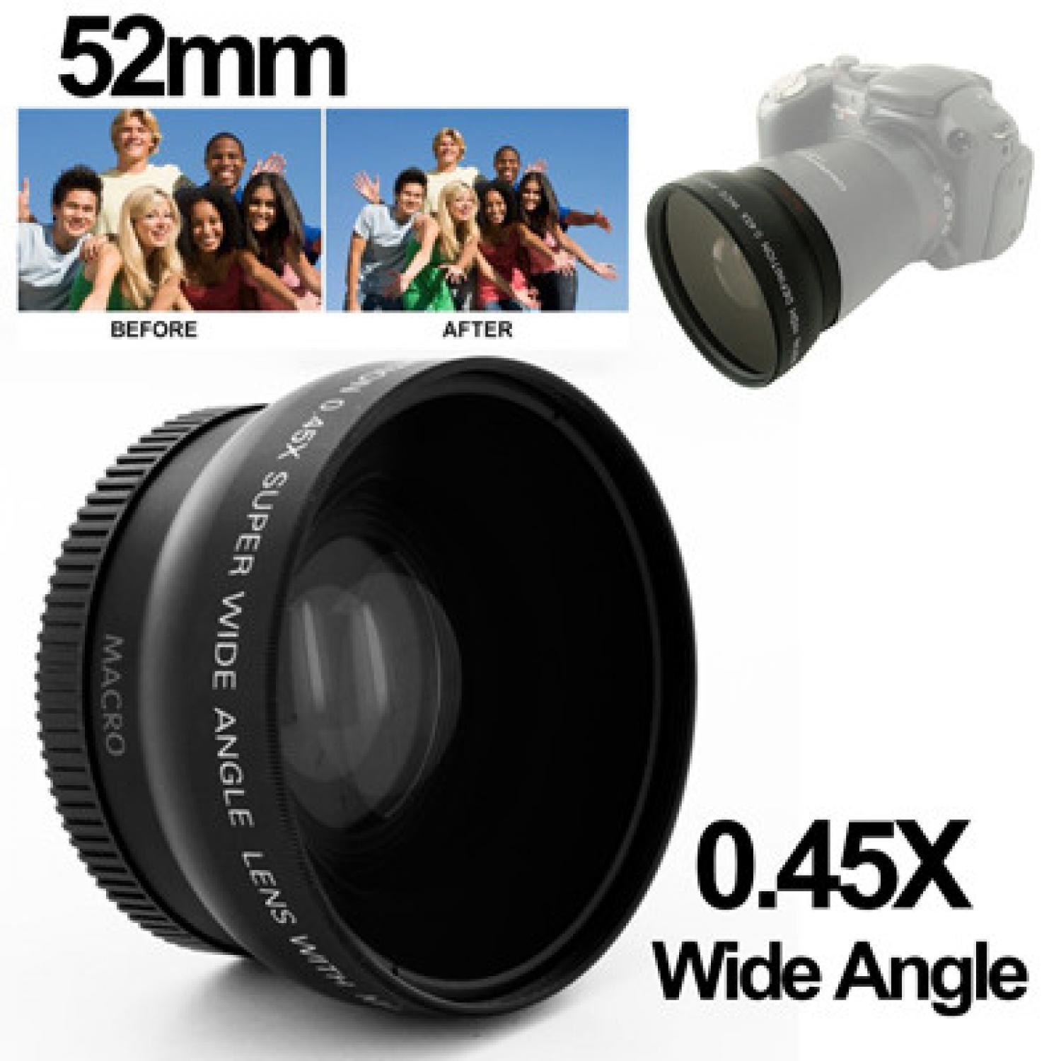 Wide Angle Lens with Macro 0.45X 52mm for Nikon D40 / D60 / D70s / D3000 / D3100 / D5000