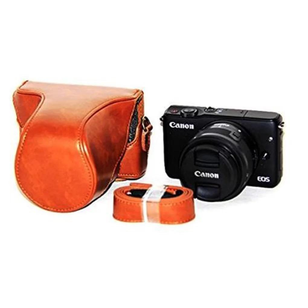 Leather Case For Canon Eos M10 Kit 15-45mm - Cokelat