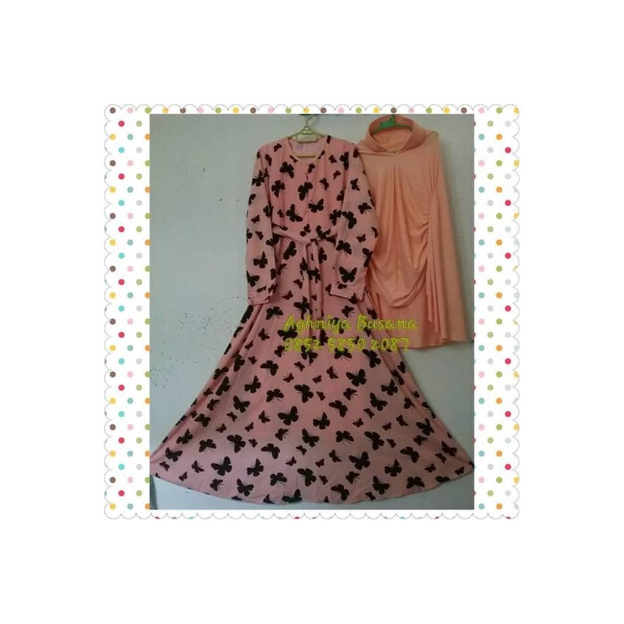 Gamis Syari Set Syari Kupu Salem Bahan Wolfis