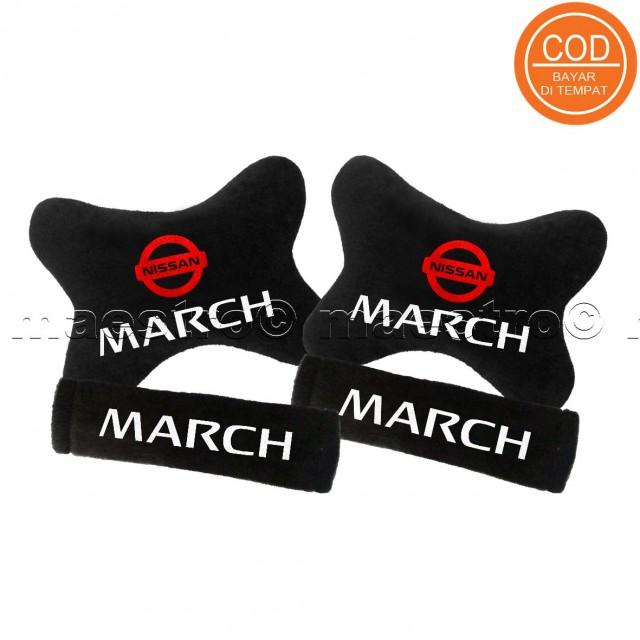 Aksesoris bantal leher jok mobil lucu unik Set 2in1 Nissan March