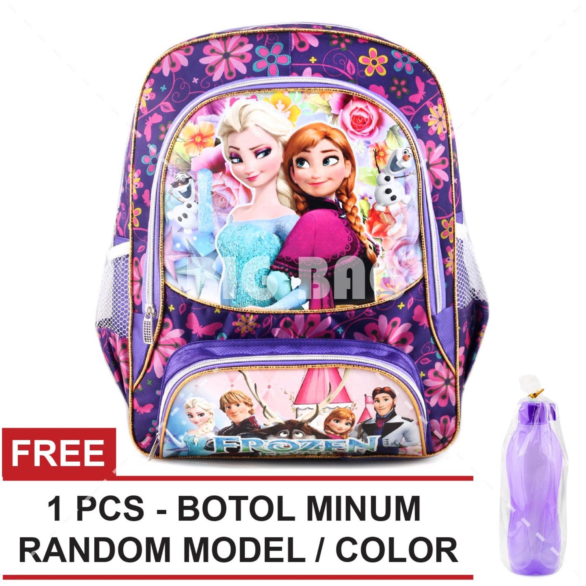 Tas Ransel Anak - Frozen Anna Elsa - True Love - School Bag Tas Sekolah Anak - PURPLE + FREE Botol Minum Random Color / Model Tas Anak Tas Sekolah Tas Anak Karakter
