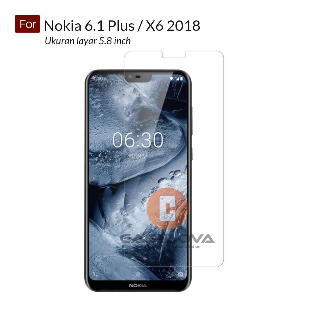 Tempered Glass Screen Protector Anti Gores Kaca Nokia 6.1 Plus ( X6 ) Ukuran layar 5.8 inch - Clear
