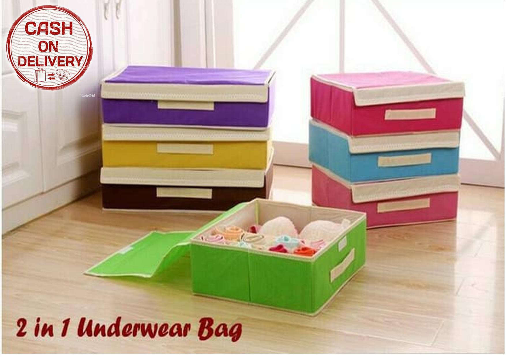 The cheapest price 7ColourBox Celana Dalam Box Underwear Brief Kado Unik 2 in 1 Underwear Bag Organizer Tempat Penyimpanan Bra Dan Celana Dalam Storage Box Tempat Pakaian Dalam Kotak Penyimpanaimpanan