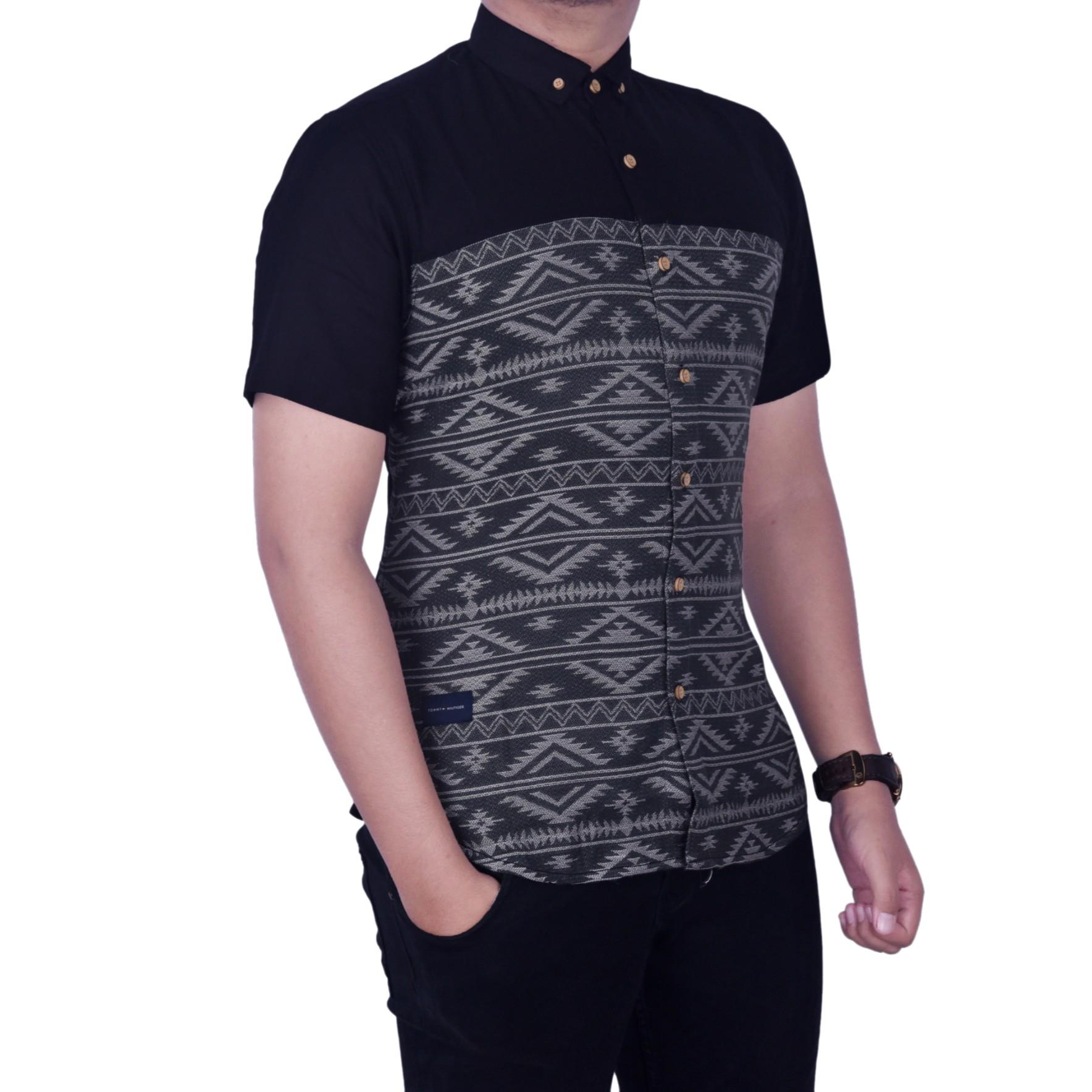 Dgm_Fashion1 Kemeja Pria Lengan Pendek Combinasi Tribal Premium/Kemeja Flanel Lengan Panjang/Flanel Woll/Kemja Men/Flanel Men/Kemeja Casual/Kemeja Distro/Kemeja Pantai/Kemeja Formal/Kemeja Casual/Kemeja Pria/Kemeja Polos/Kemeja Tartan/ Batik PX 5849 Hitam