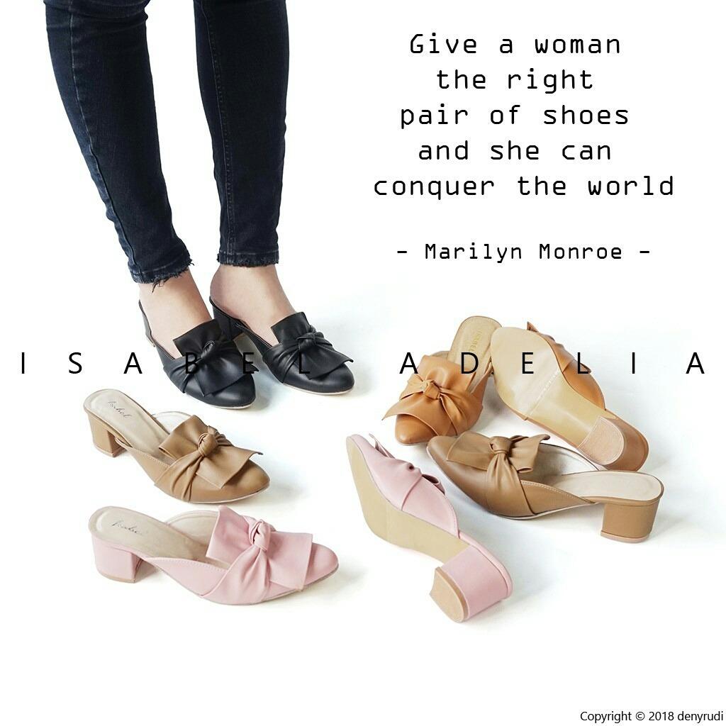 sepatu selop wanita pita ikat hak tahu high heels murah helen shop