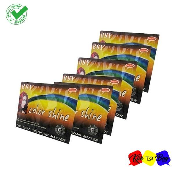 BSY Color Shine Penghitam Rambut Alami Dark Brown Herbal Alami 5 Sachet Original Asli Black Hair Anti Ketombe Dandruff Rontok Tidak Beruban Menutrisi Kulit Kepala Sehat Berkilau - DarkBrown.