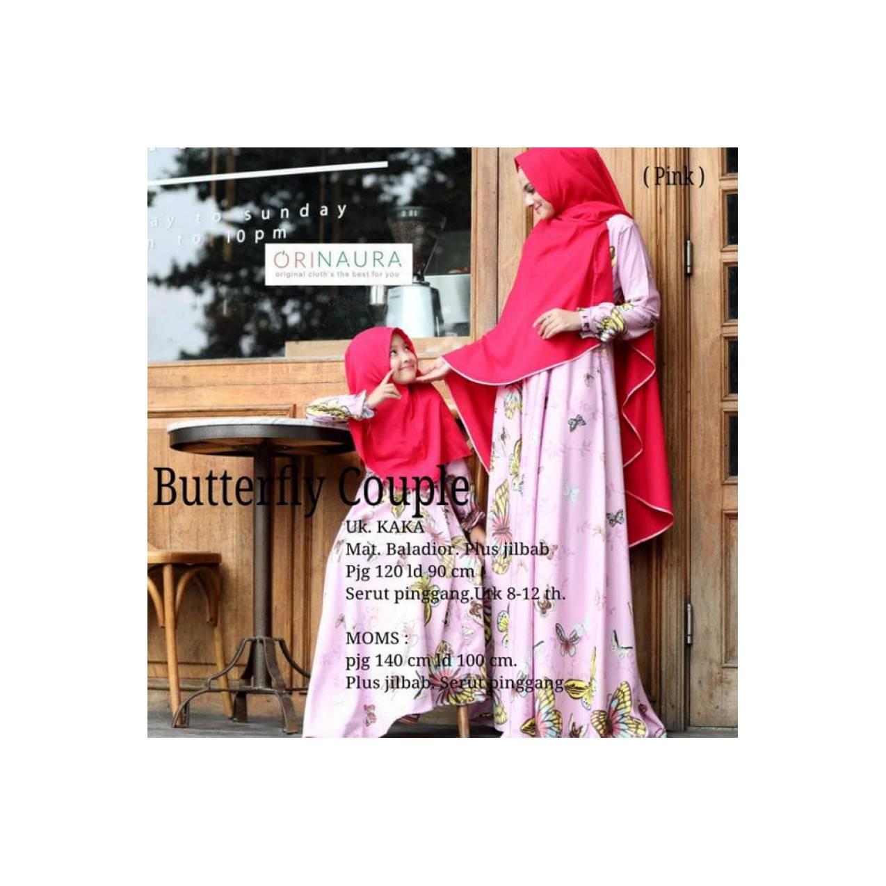 Syari Setelan Gamis Syari Couple Ibu Anak Baju Muslim Modern Butterfly