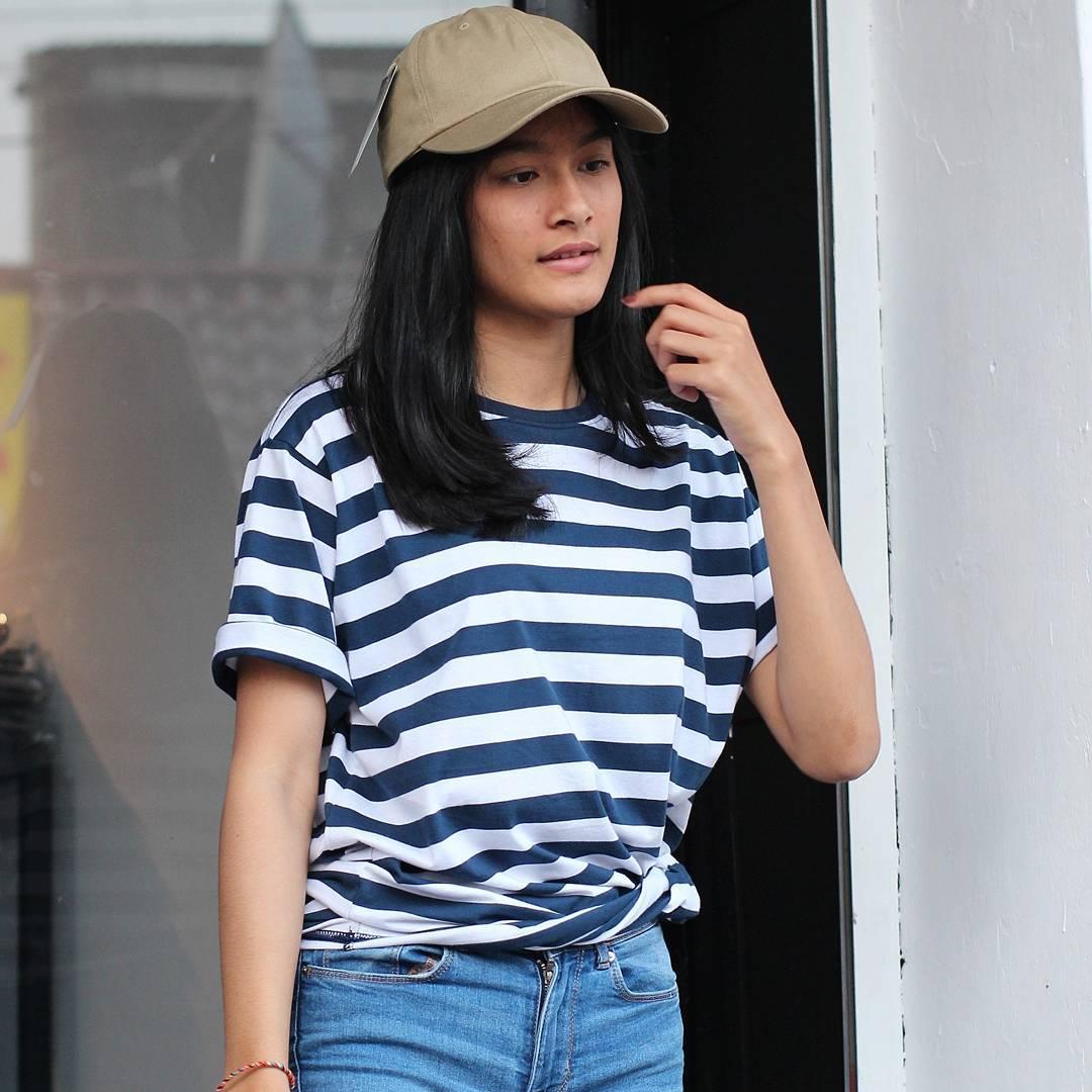 KAOS STRIP LENGAN PENDEK/ KAOS GARIS / KAOS SALUR / KAOS STRIPE BIG NAVY /