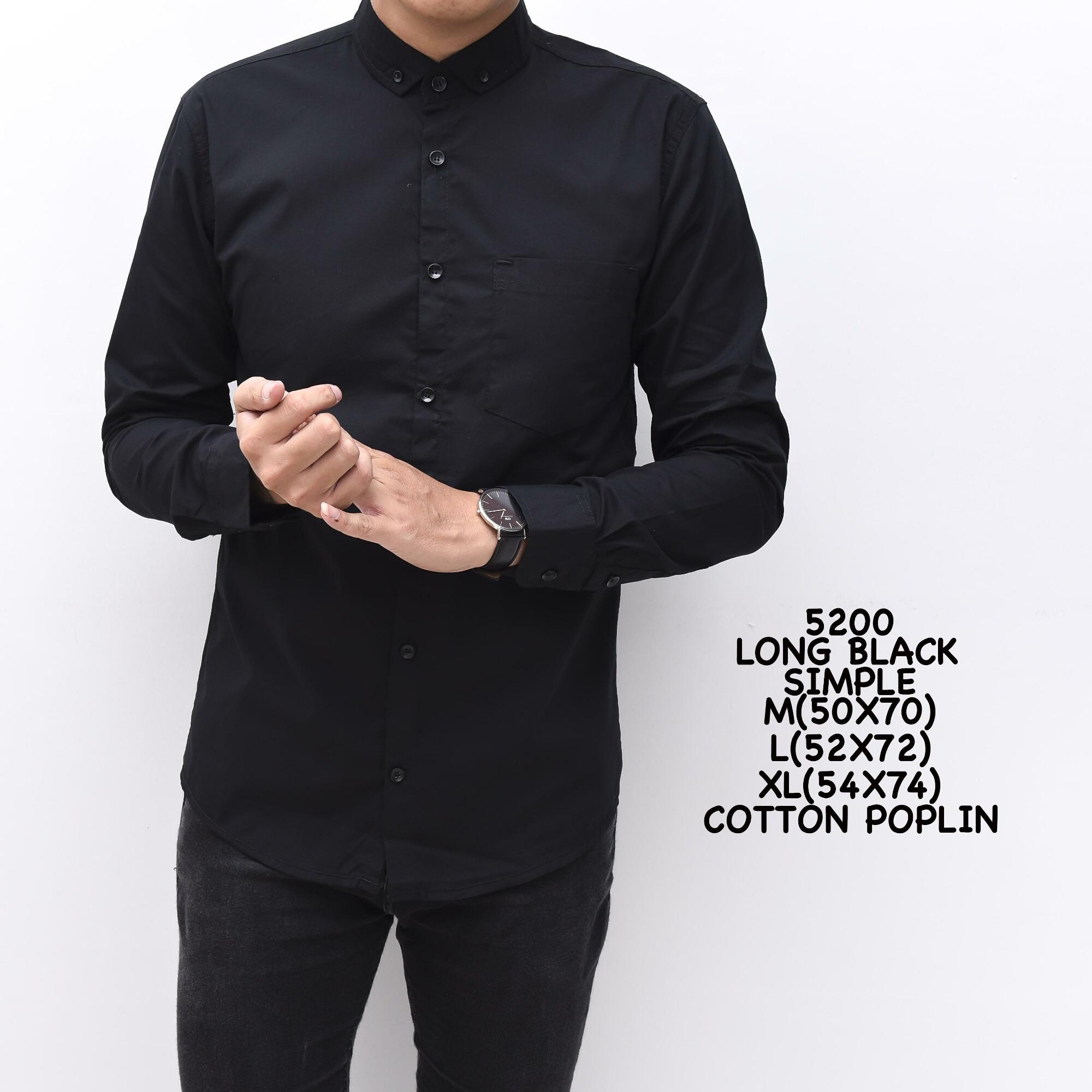 Kemeja Polos Kemeja Flanel Kemeja Fashion Kemeja Kantor Kemeja Kerja Kemeja Kasual Pria Long Black Simple 5200 Cotton Poplin