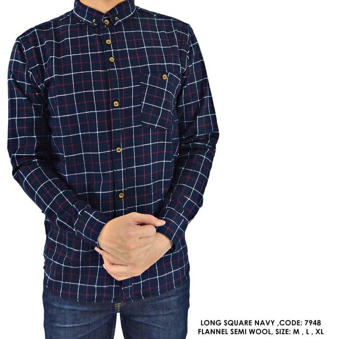 KEMEJA PANJANG KERJA KANTOR COWOK PRIA FLANNEL FLANEL KOTAK BIRU TUA - sesuai di foto, M / fashion / Fashion Pria / Pakaian / pakaian pria / kemeja / Kemeja Pria / kemeja casual / Kemeja Casual Pria / kemeja langan panjang / kemeja lengan panjang pria