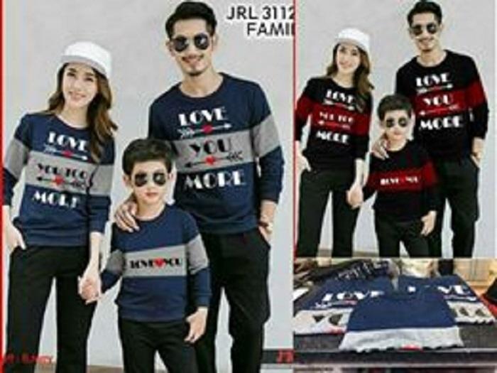 TJ.C-SWEATER COUPLE FAMILY LOVE YOU MORE 1 ANAK LENGAN PANJANG HARGA SUDAH 1SET=(AYAH+IBU+ANAK) BUSANA KELUARGA COUPLE KELUARGA KAOS KELUARGA T-SHIRTS