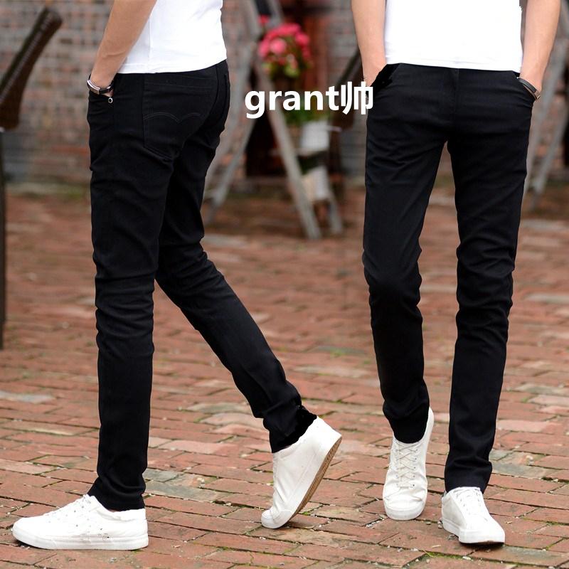 Jeans Musim Semi atau Musim Panas Celana Celana Kasual Putih (Biru Murni Koboi Pria)
