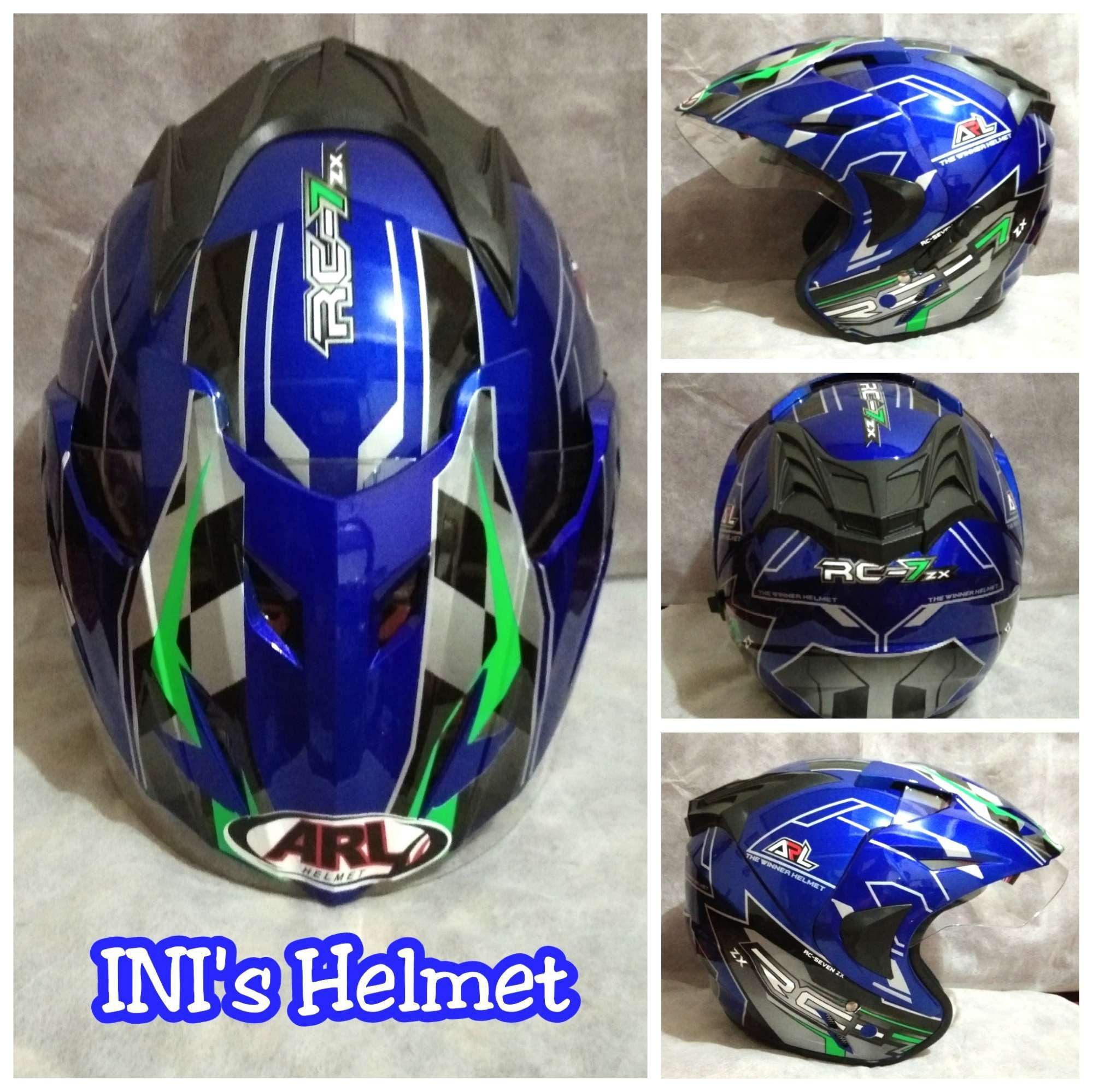 HOT PROMO ! Helm ARL Pet Dewasa Double Visor Murah Motif RC7 Biru - SNI - INIs Mart Jakarta