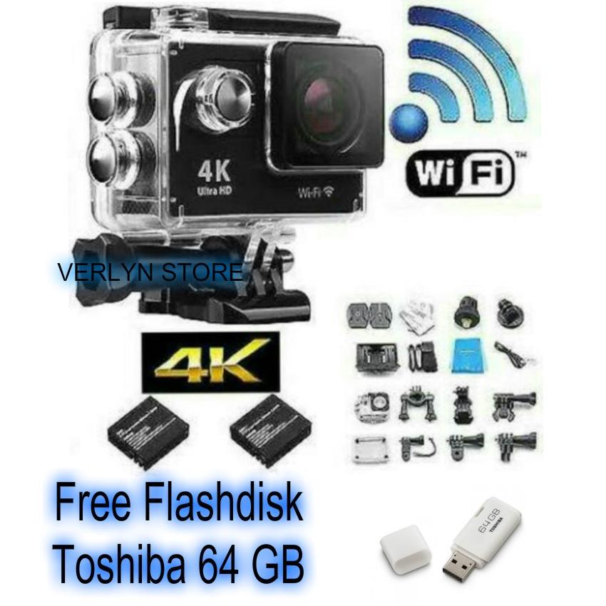 Gopro 4K ULTRA HD style Action camera F60 Ultra HD 4K WiFi Underwater 30M Sports Camera 2.0″ LCD 1080p 60fps Camera Car Recorder Free FlashDisk Toshiba 64 GB