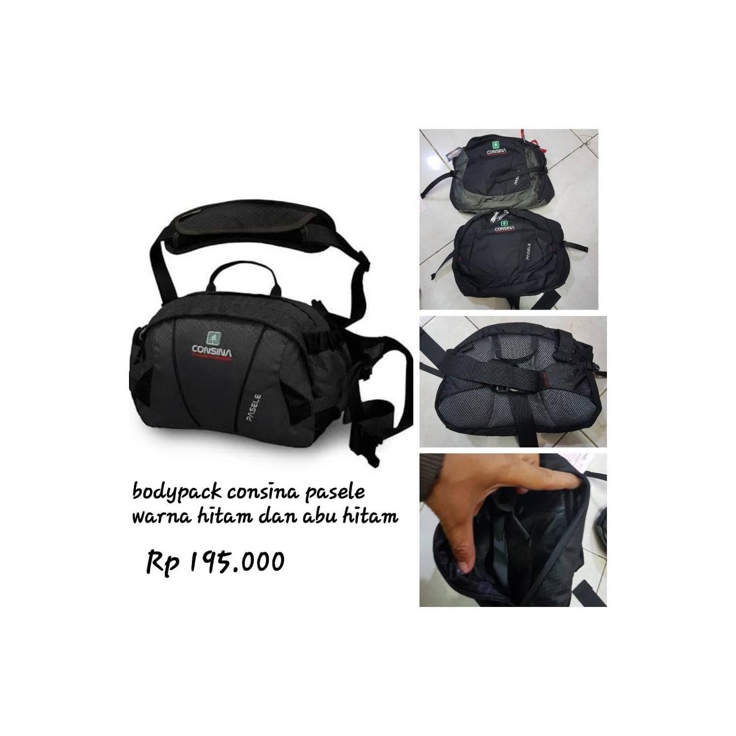 tas bodypack consina pasele hitam dan abu hitam Murah