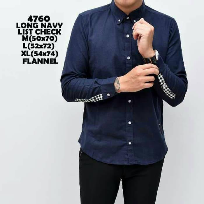Kemeja Long flanel Polos Biru 4760 Grosiran Supplier Tribal - mRkuL8