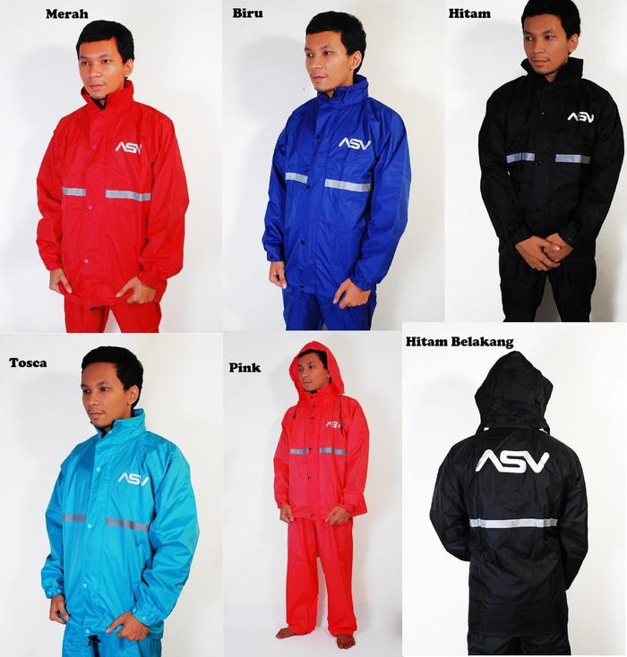 Jas Hujan ASV 3 Bahan Parasut Jaket Celana Hujan Motor Model Axio 2017 - Merah